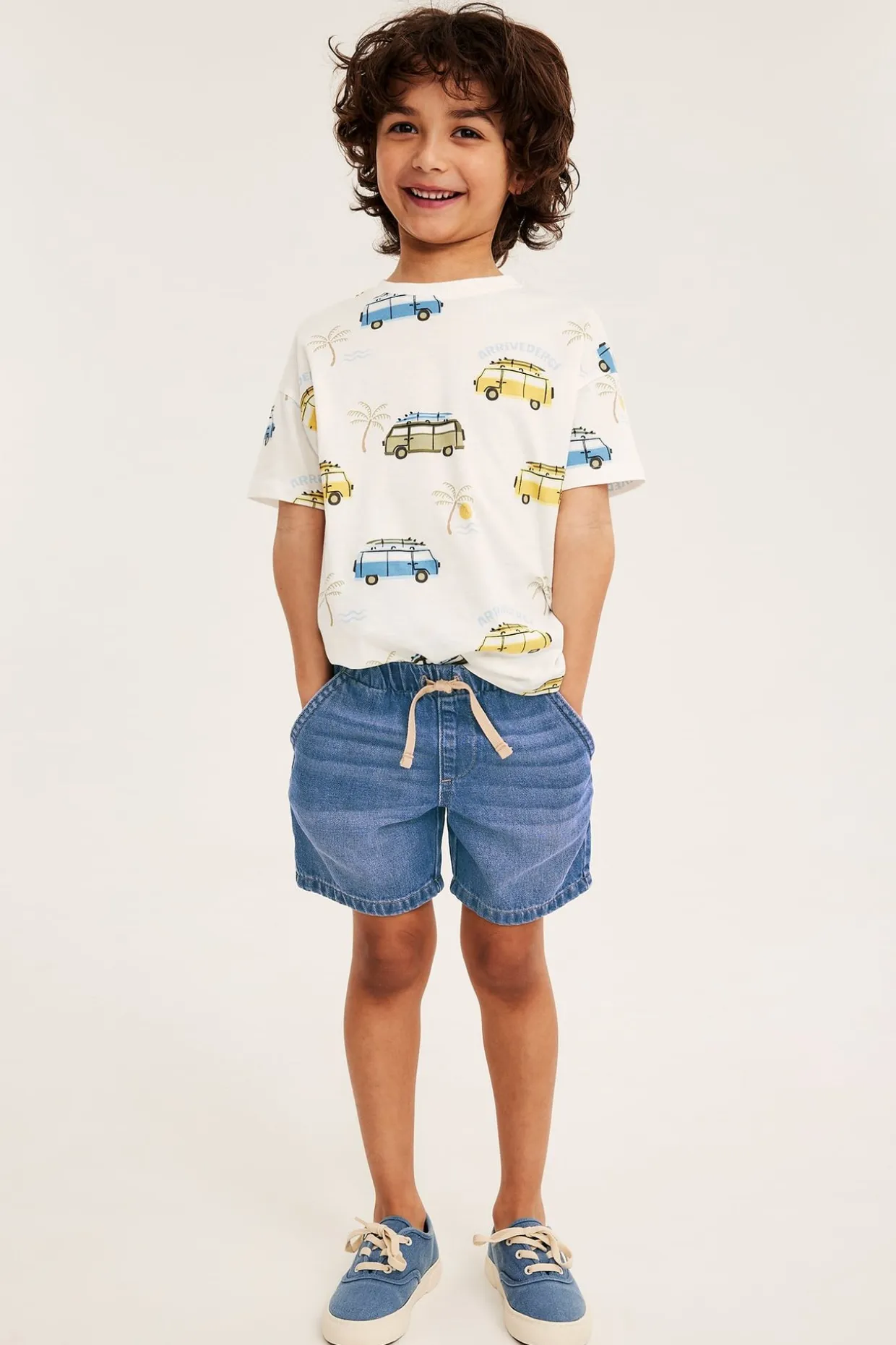 Myke jeansshorts i dra-på-modell