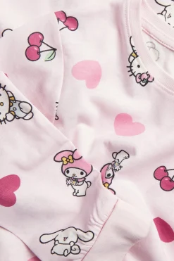 Nattkjole i bomullstrikot med Hello Kitty