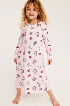 Nattkjole i bomullstrikot med Hello Kitty
