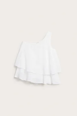 One shoulder-bluse med volanger