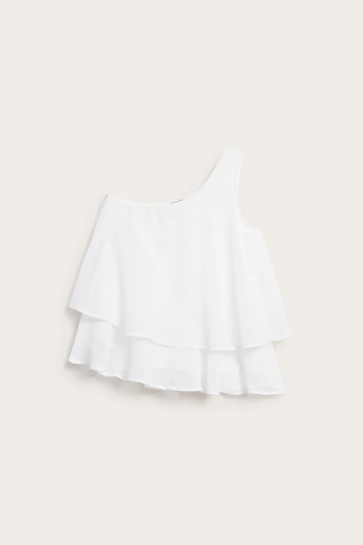 One shoulder-bluse med volanger