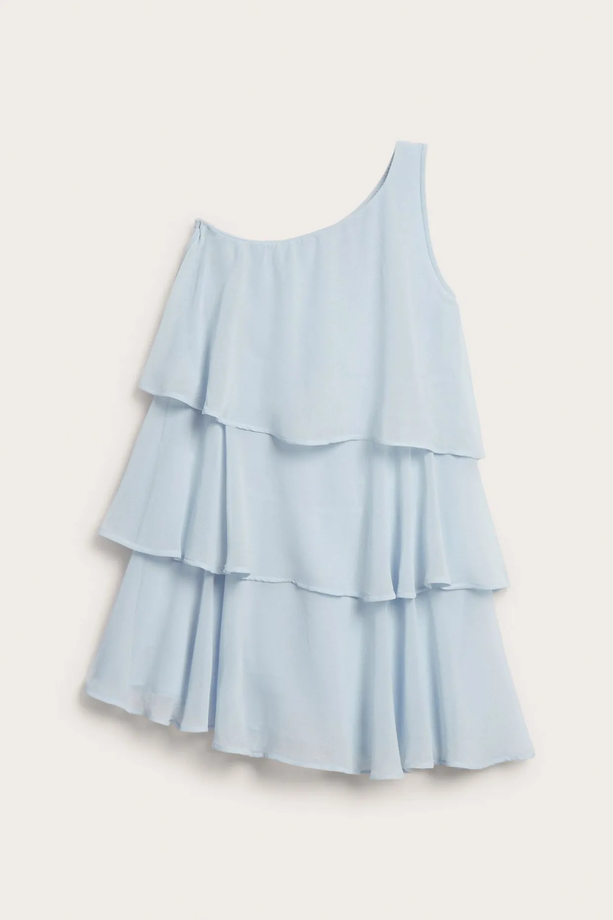 One shoulder-kjole med volanger