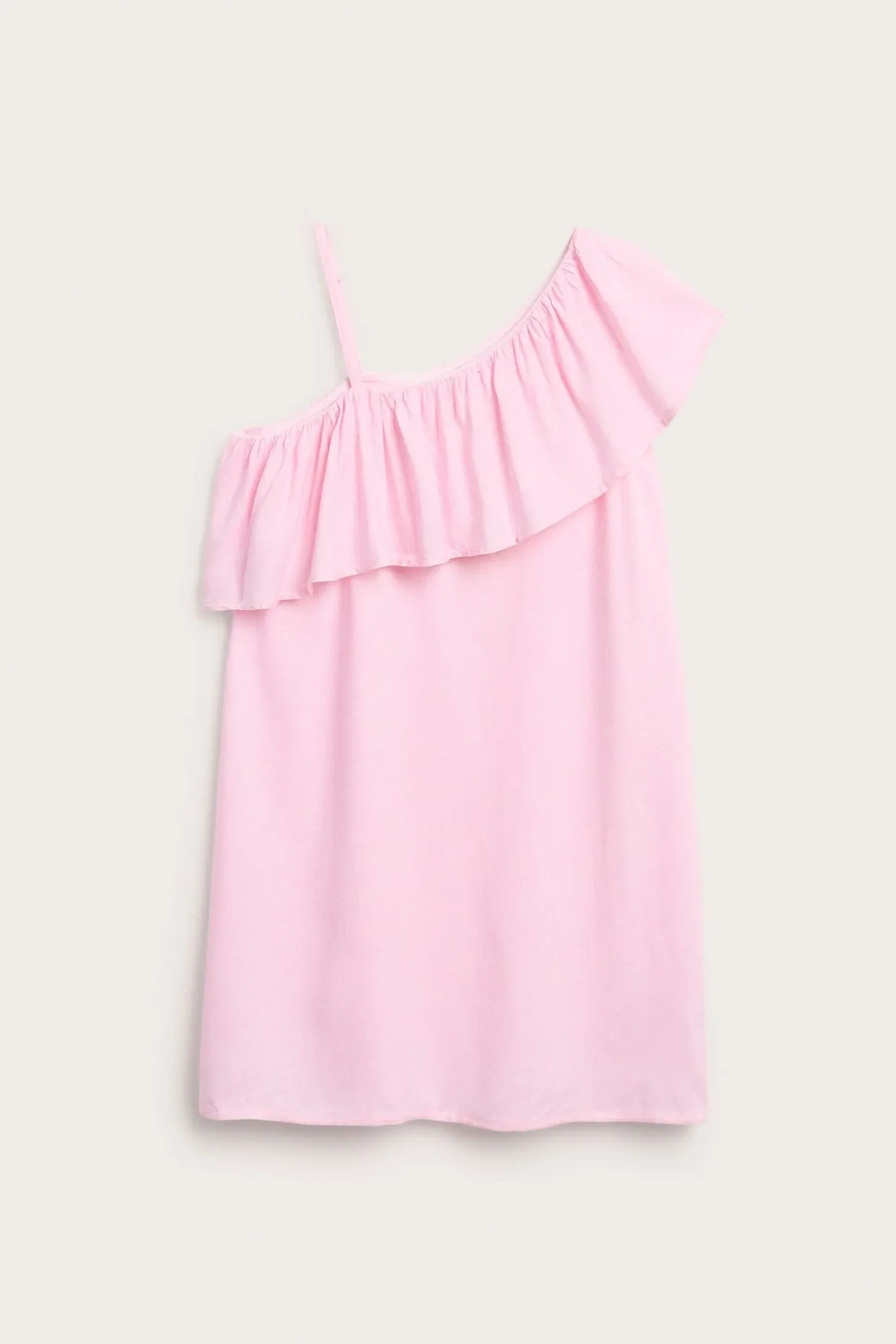 One shoulder-kjole med volanger