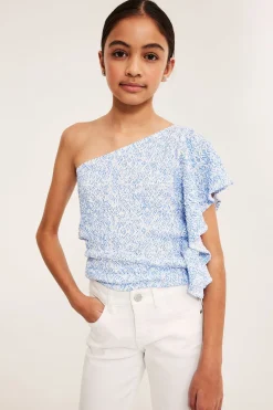One shoulder-topp med volang