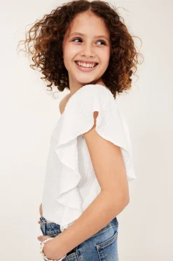 One shoulder-topp med volang