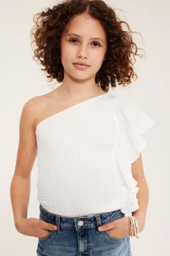 One shoulder-topp med volang