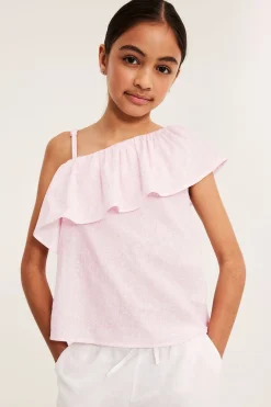 One shoulder-topp med volang