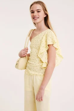One shoulder-topp med volang
