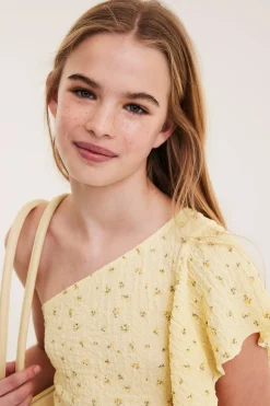 One shoulder-topp med volang