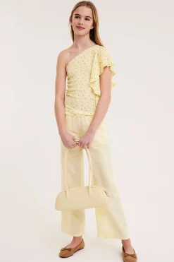 One shoulder-topp med volang