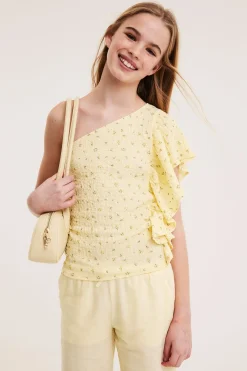 One shoulder-topp med volang