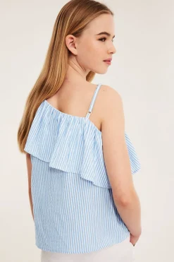One shoulder-topp med volang
