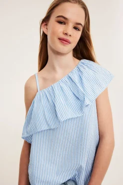One shoulder-topp med volang