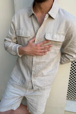 Overshirt i linblanding