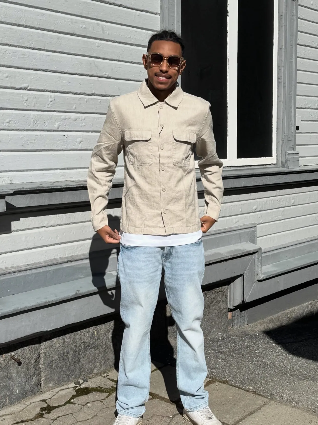 Overshirt i linblanding