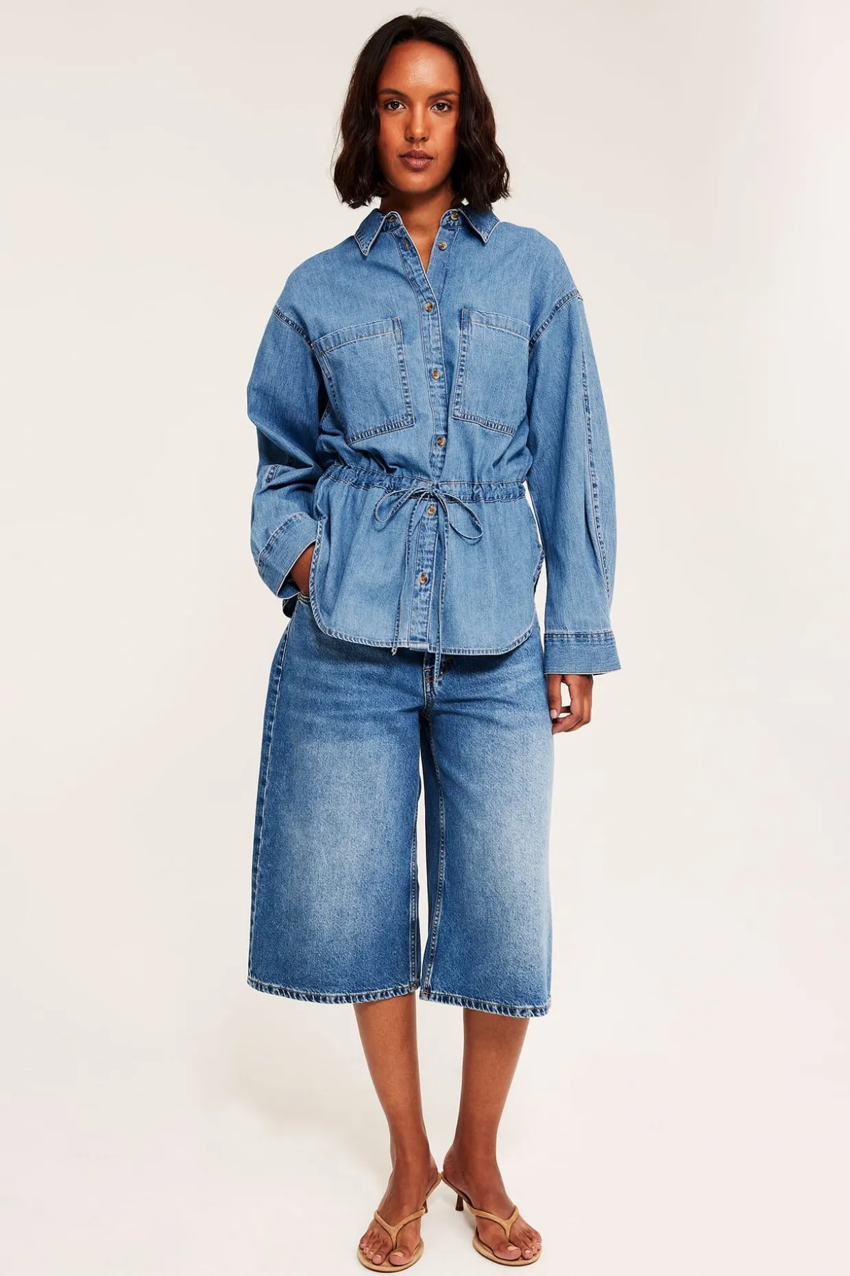 Oversized jeansskjorte