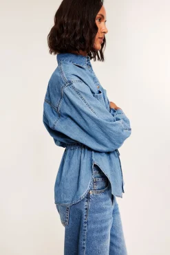 Oversized jeansskjorte