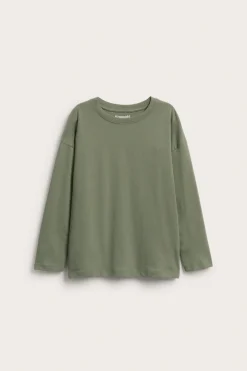 Oversized langermet T-skjorte i bomullstrikot
