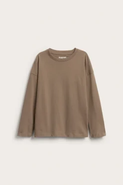 Oversized langermet T-skjorte i bomullstrikot