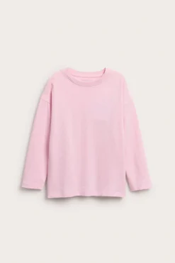Oversized langermet T-skjorte i bomullstrikot