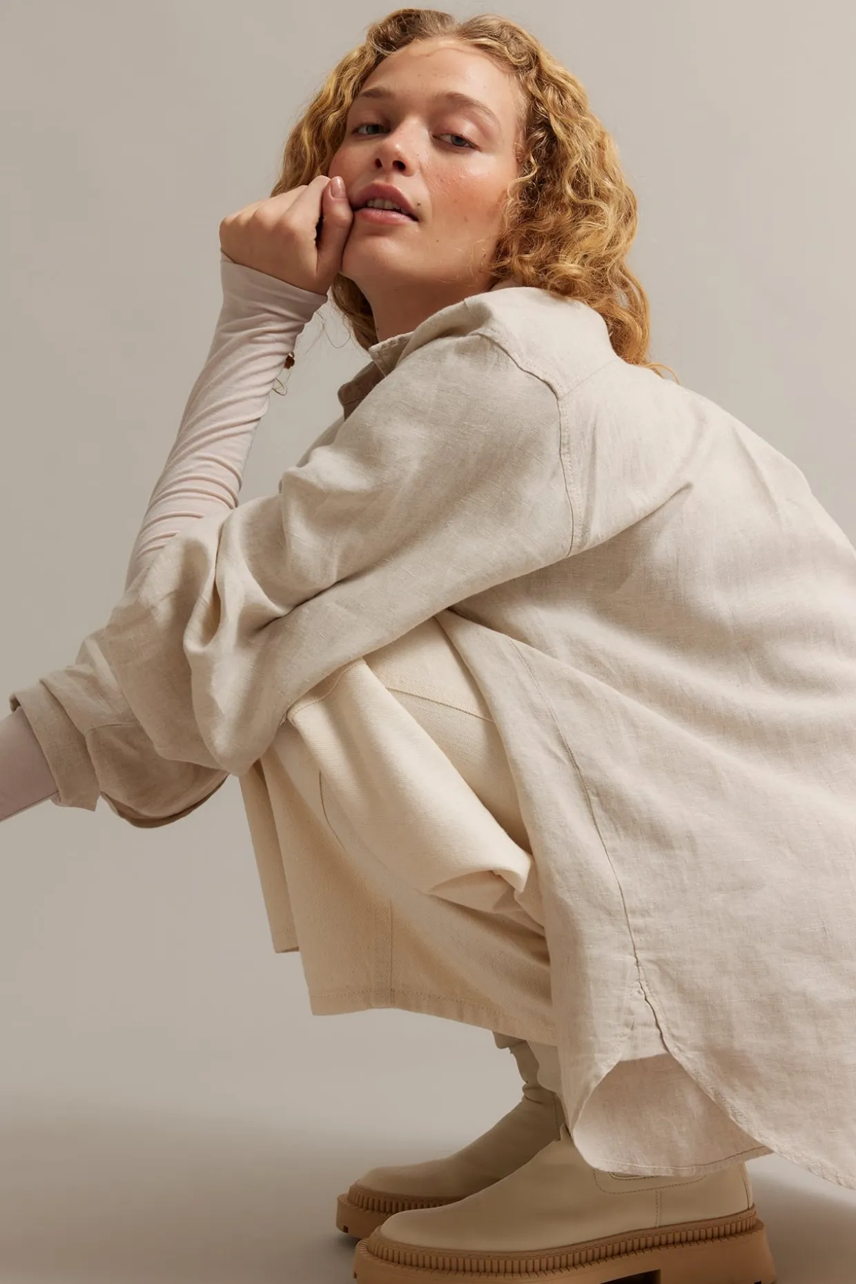 Oversized linskjorte