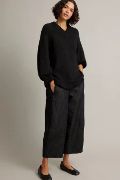 Oversized strikket genser i ullblanding