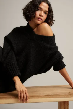 Oversized strikket genser i ullblanding