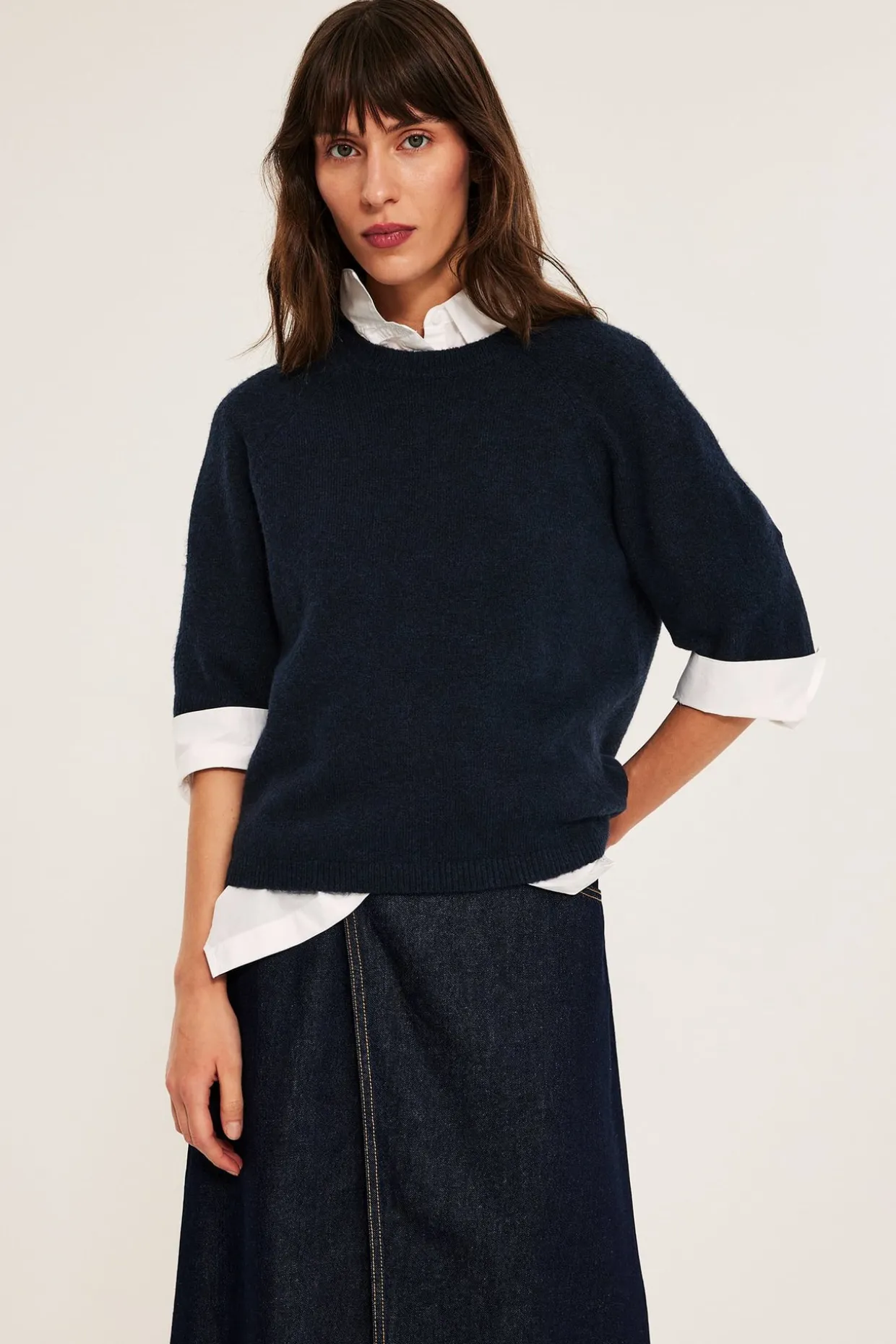 Oversized strikket t-skjorte