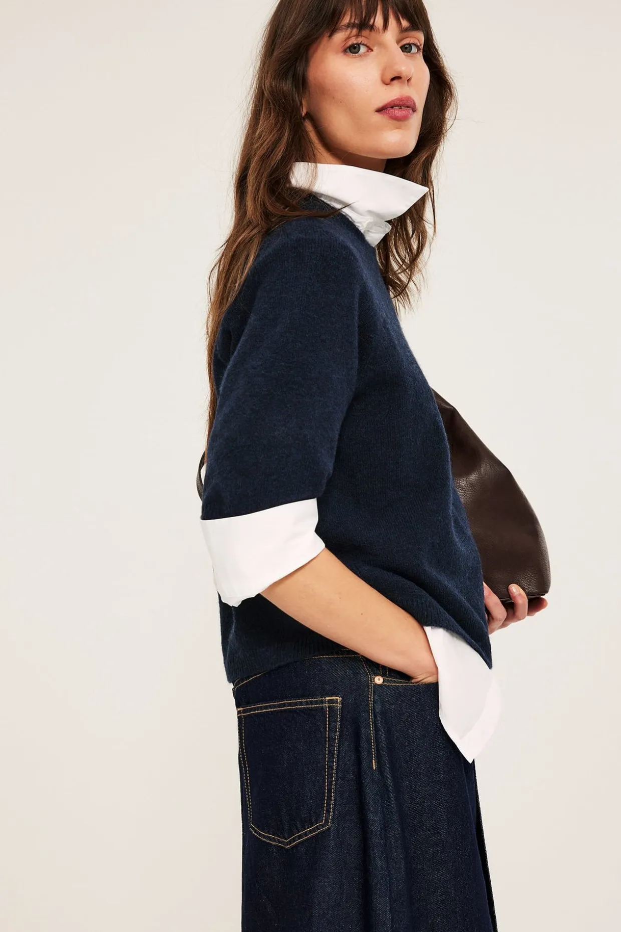 Oversized strikket t-skjorte