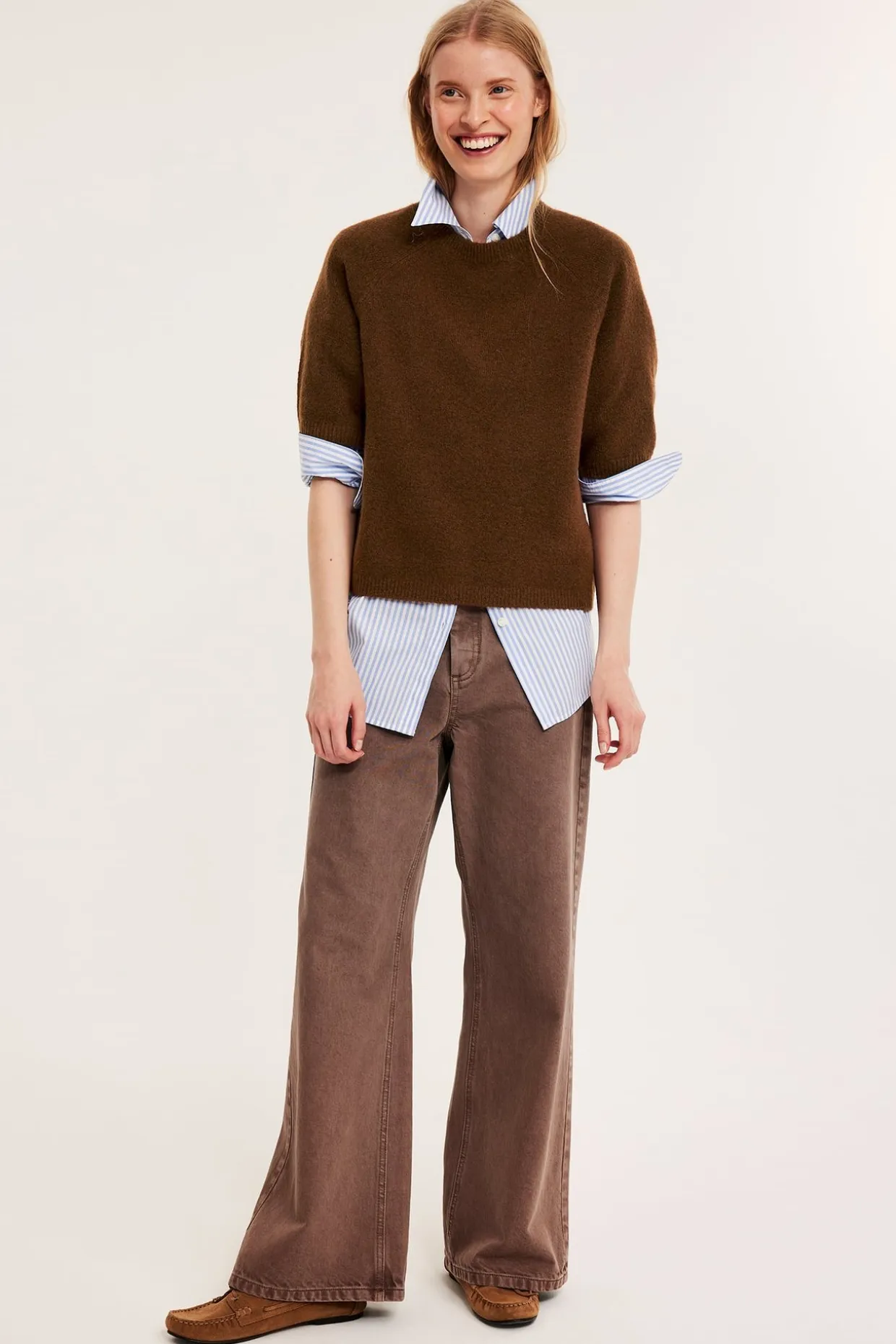 Oversized strikket t-skjorte