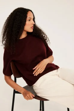 Oversized strikket t-skjorte