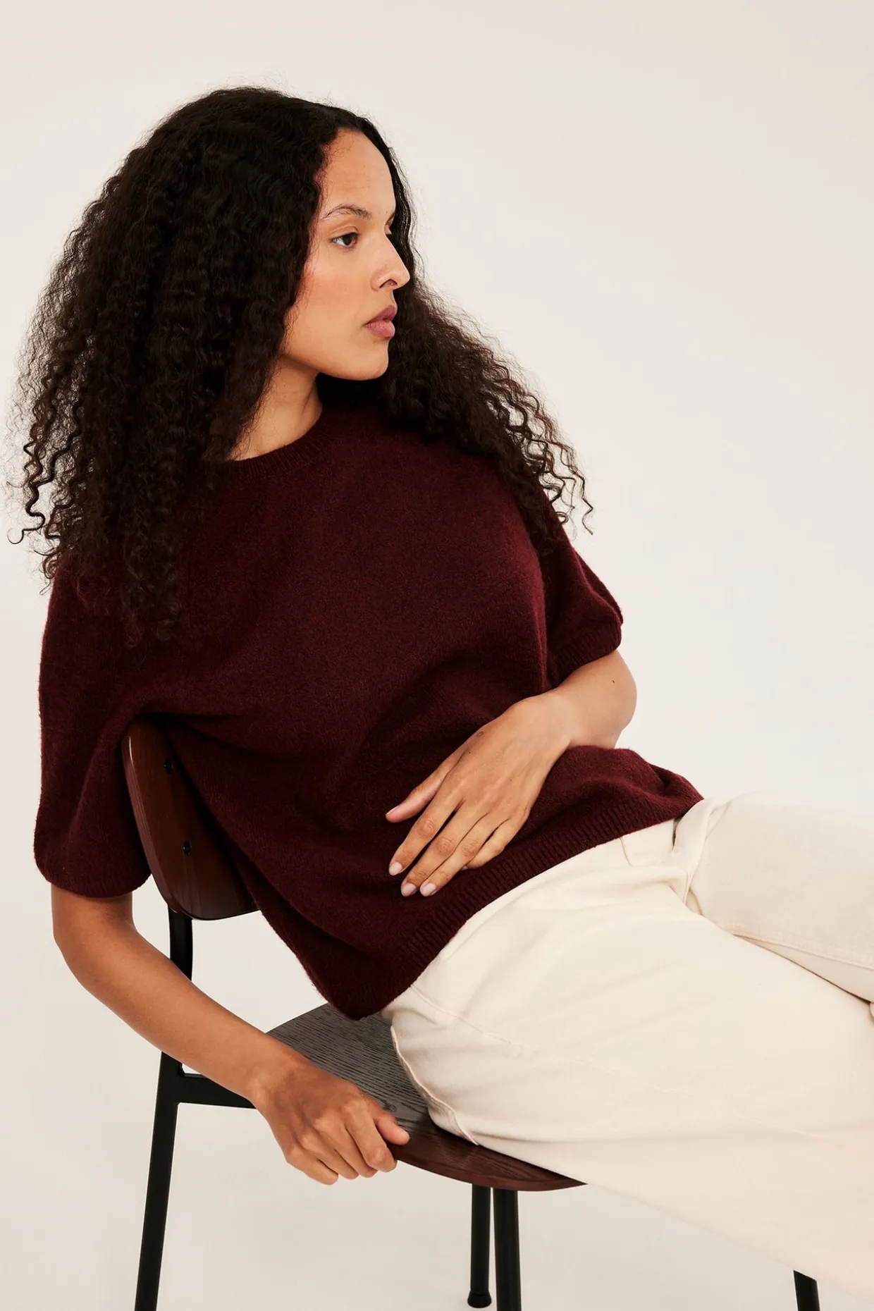 Oversized strikket t-skjorte