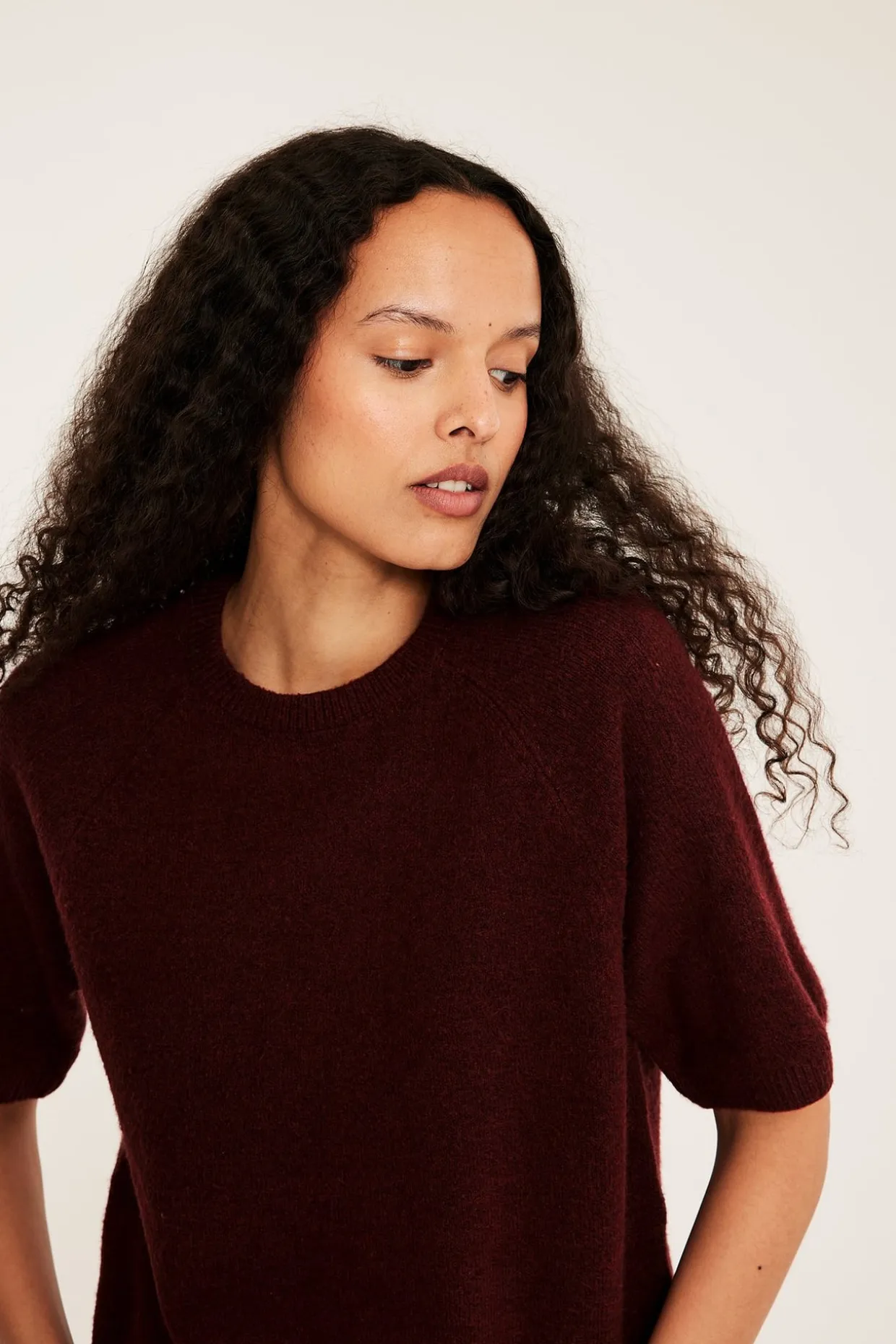 Oversized strikket t-skjorte