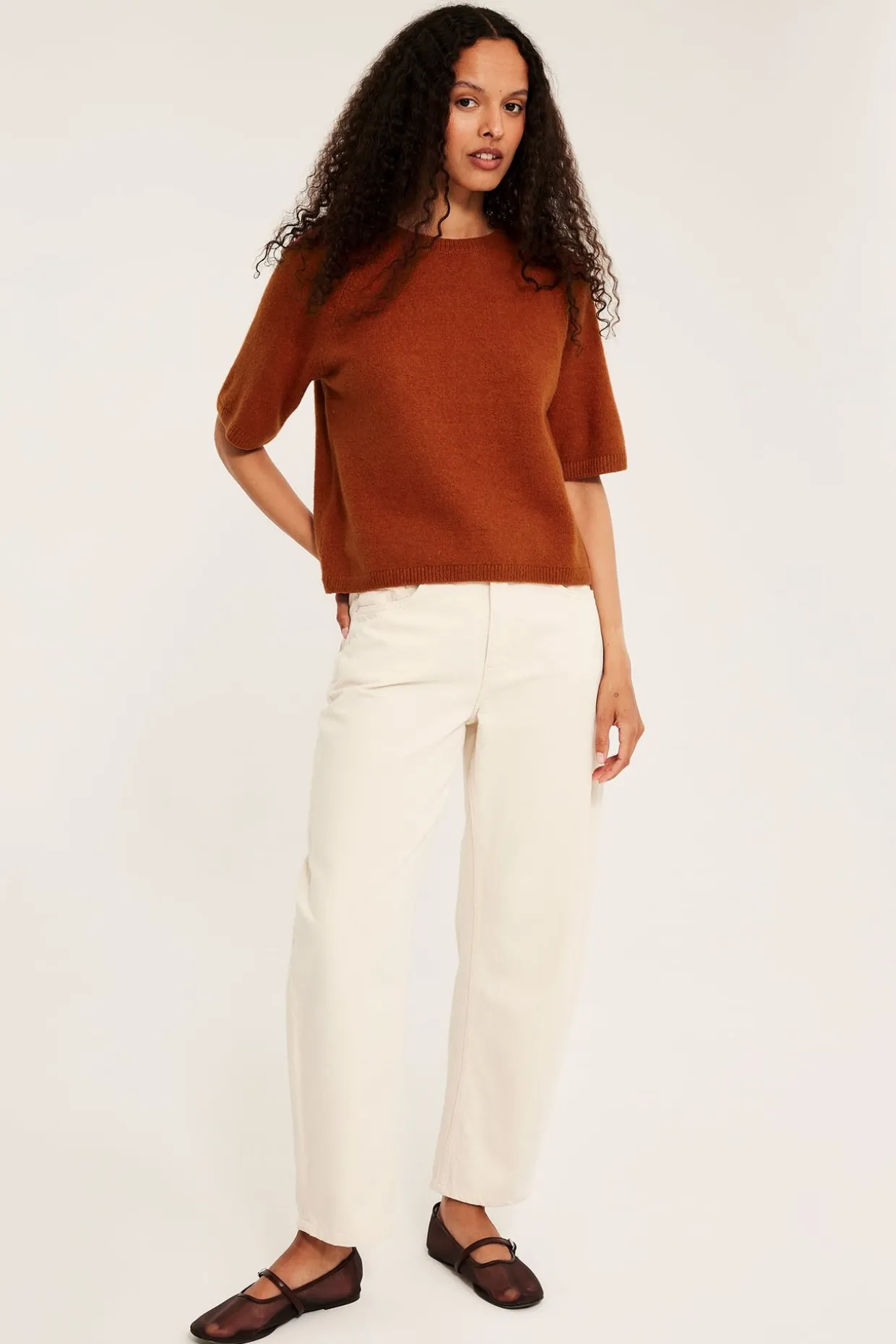 Oversized strikket t-skjorte
