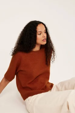 Oversized strikket t-skjorte