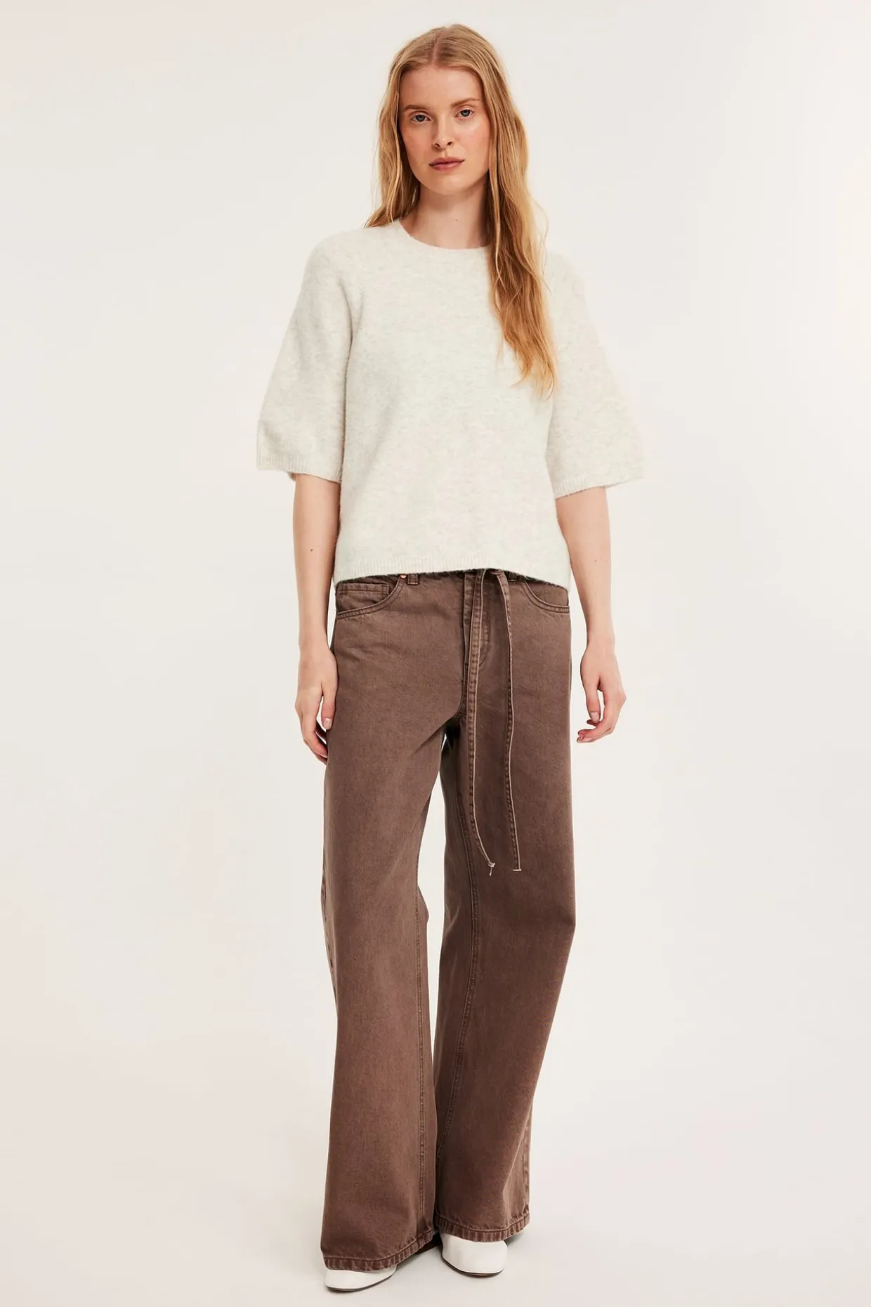 Oversized strikket t-skjorte