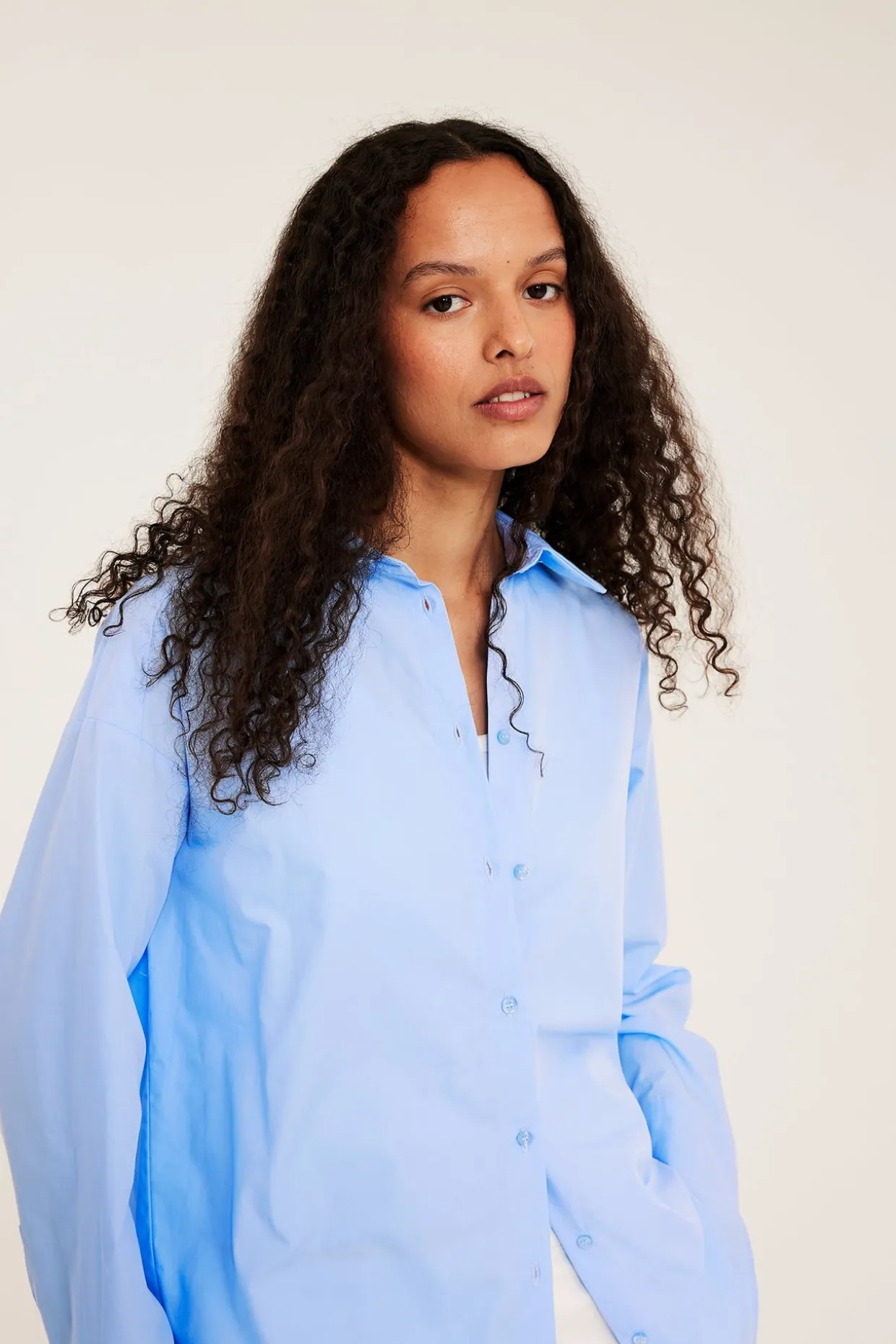 Oversized T-skjorte i bomullspoplin