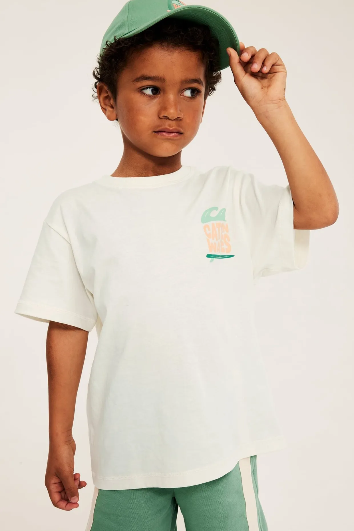 Oversized T-skjorte med strandmotiv