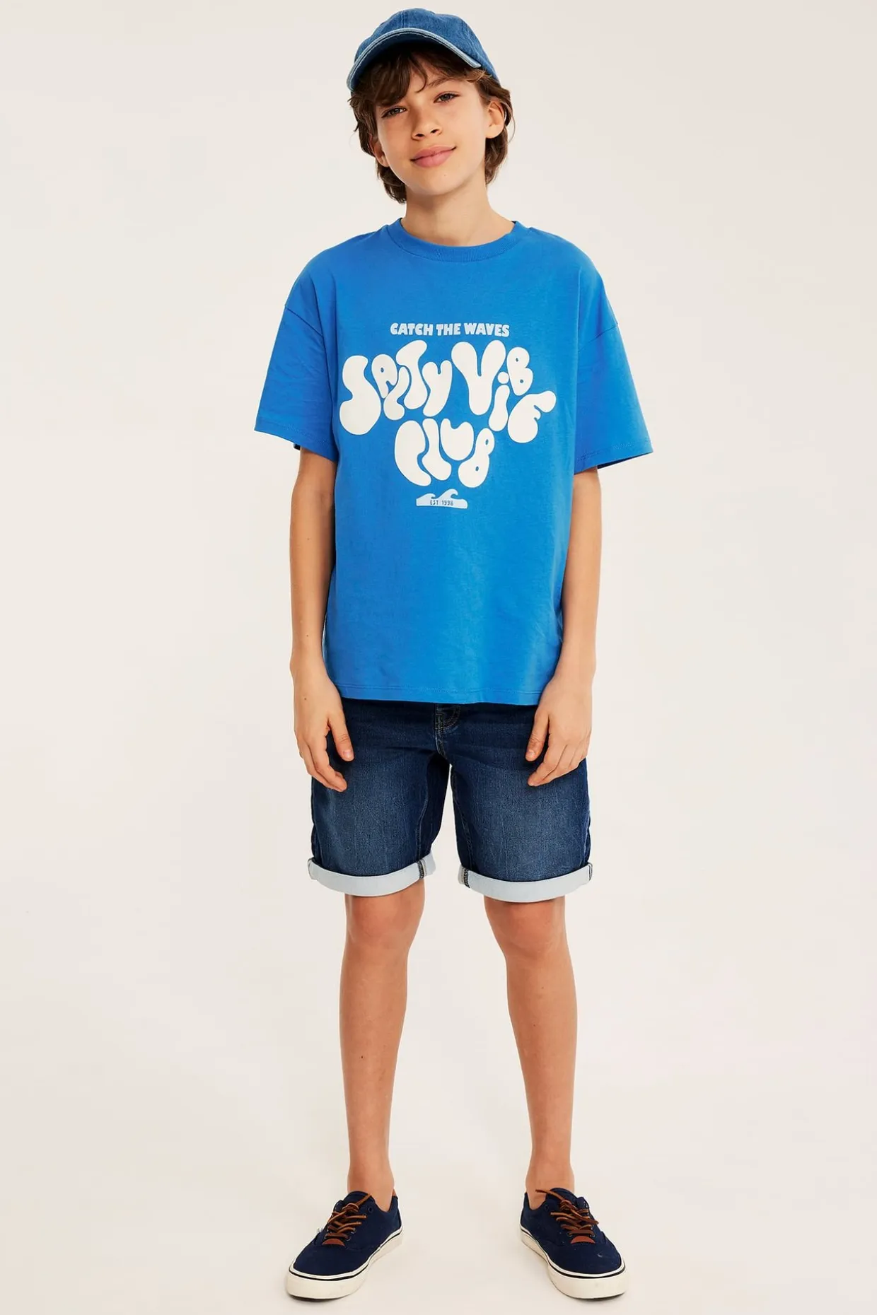 Oversized T-skjorte med trykt motiv