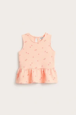 Peplum-topp med ferskner i seersucker