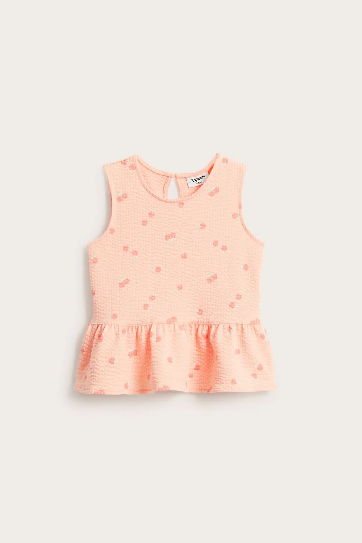 Peplum-topp med ferskner i seersucker