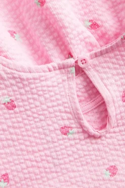 Peplum-topp med jordbærmønster i seersucker