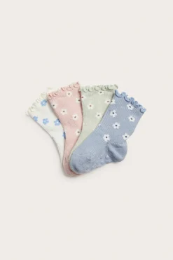 4-pk. blomstrede sokker