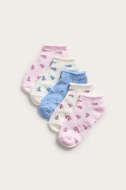 5-pk. mønstrede ankelsokker