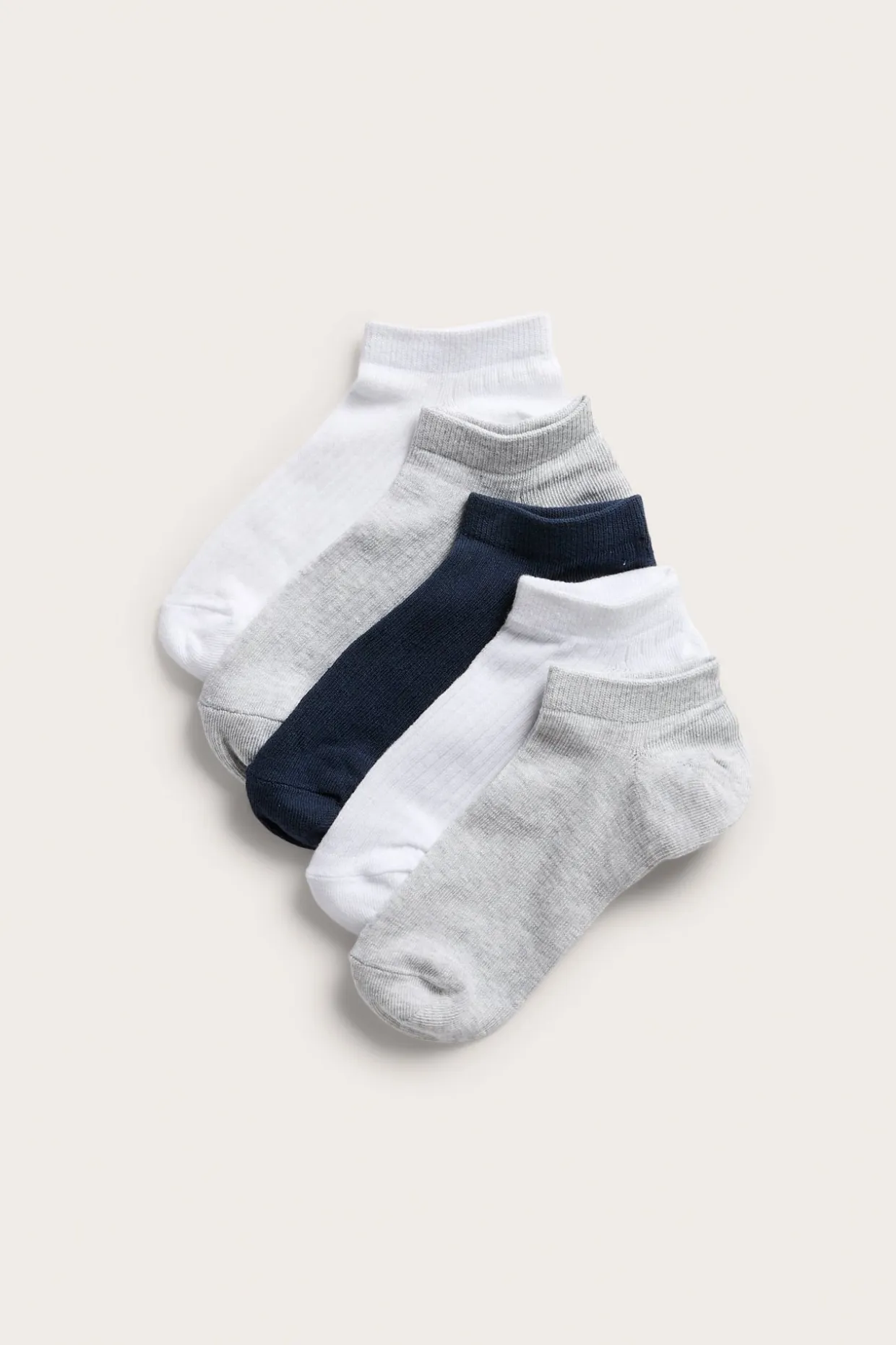 5-pk. ribbestrikkede ankelsokker