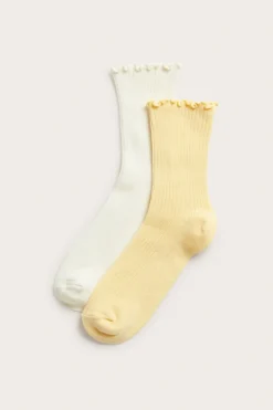 2-pk. ribbestrikkede sokker