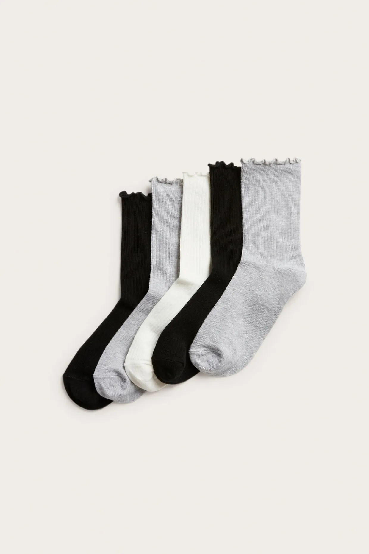 5-pk. ribbestrikkede sokker