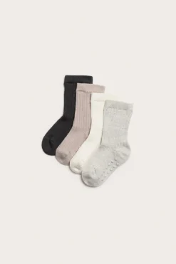 4-pk. ribbestrikkede sokker til baby