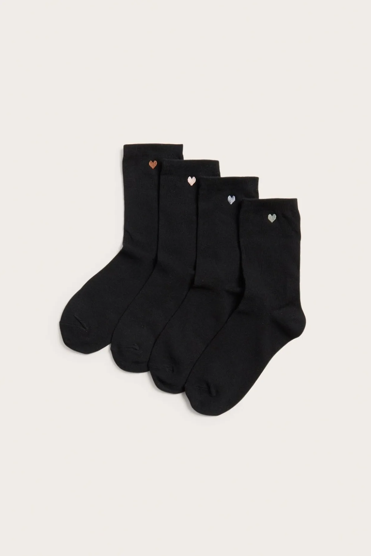 4-pk. sokker med brodering