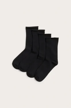 4-pk. sokker med rullet kant
